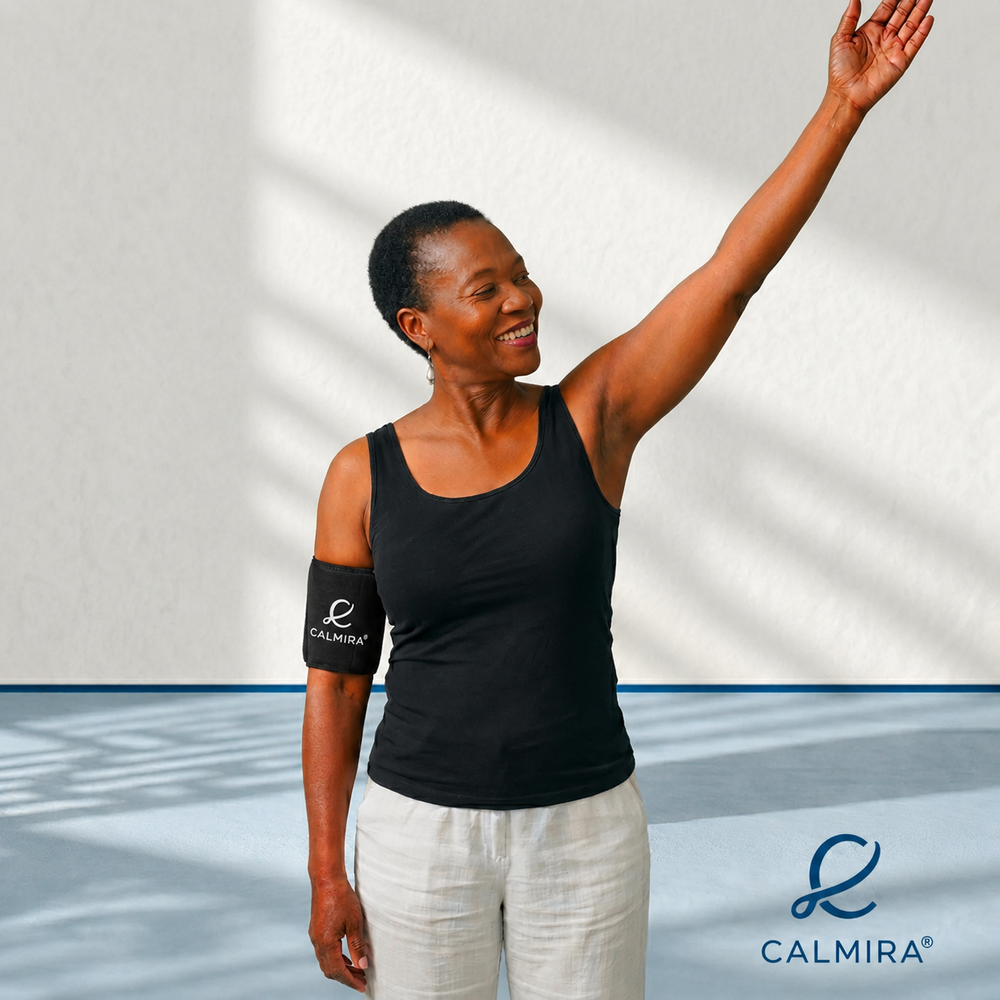 Woman wearing the Armplify sleeve